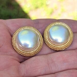 Napier faux pearl button earrings